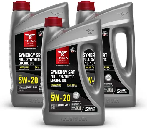Miniatura 13 de TRIAX Synergy SRT 5W-20 Aceite de motor PAO-éster completamente sintético, drenaje de 12.4 mi, modificación por fricción moly/boro, licencia API SP
