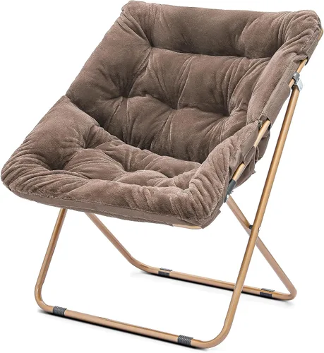 Miniatura 55 de Cómoda silla con platillo, silla de sala de estar, silla plegable acolchada suave de piel sintética, cómoda silla cuadrada de luna para sala