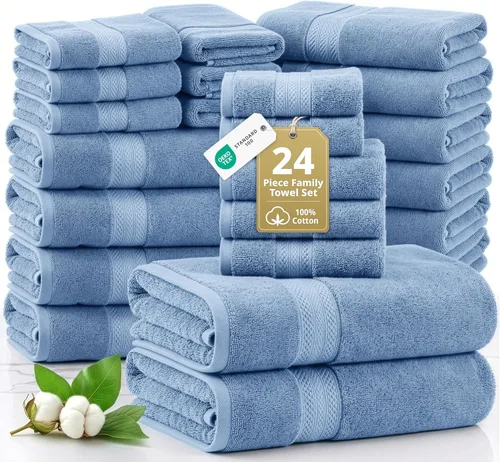 Miniatura 13 de Lane Linen Paquete de 4 toallas de baño 100 % algodón (35 x 66 pulgadas), hilado en anillo, extra grandes, secado rápido, suaves, de poca pelusa