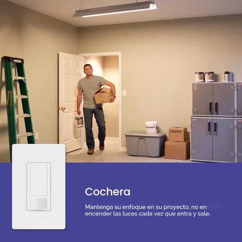 Miniatura 4 de Lutron Maestro Interruptor de luz con sensor de movimiento para interiores para baño, garaje, lavandería, cualquier bombilla, sensor de ocupación