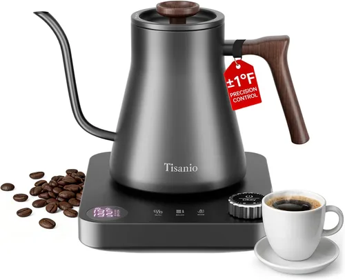Miniatura 12 de Hervidor eléctrico de cuello de cisne para verter sobre café, control de precisión de ±1 °F, calefacción inteligente de dos etapas, 2 horas