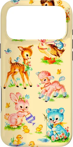 Miniatura 22 de Vintage Baby Animals Nursery 50's Retro Yellow Case for iPhone 17