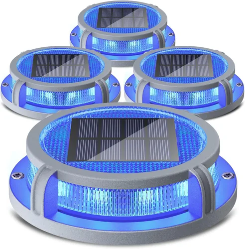 Miniatura 10 de SIEDiNLAR Luces solares para cubierta al aire libre, 2 modos, 16 LED, marcadores de entrada, luz de muelle, funciona con energía solar, impermeable