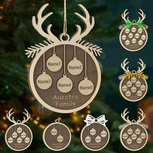 Miniatura 29 de Adornos de Navidad personalizados, familia de 1 nombre, adornos de Navidad de madera personalizados, decoración personalizada, decoración de árbol