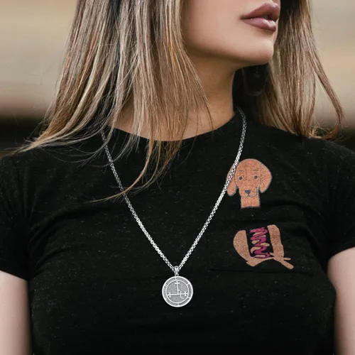 Miniatura 22 de Collar de pentagrama de plata de ley con triple luna, diosa celta, nudo celta, nudo de brujas, Ankh, sol y luna, Hécate, lilith, Santa Muerte