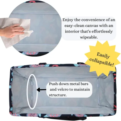 Miniatura 66 de NGIL Bolsa de comestibles reutilizable extra grande plegable de gran tamaño para comestibles, almacenamiento, picnic, playa, Bronco-negro occidental