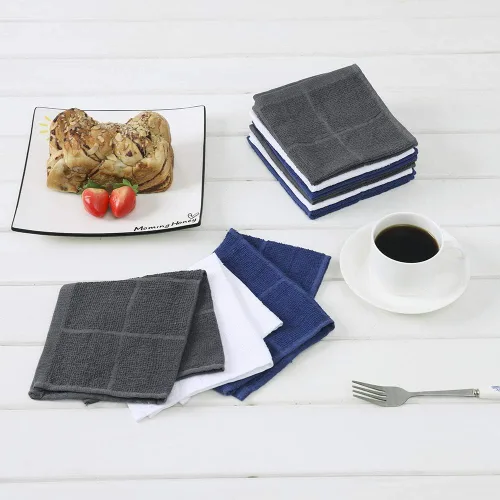 Miniatura 2 de Glynniss Trapos azules de cocina altamente absorbentes, color azul marino, 100% algodón, para lavar platos, limpieza (12 unidades, azul)