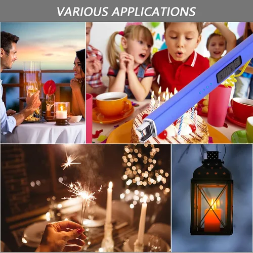 Miniatura 7 de MEIRUBY Encendedor eléctrico de velas, relleno de calcetín de Navidad, regalos para mujeres, mamá, hombres, esposa, hermana, recargable por USB, Azul