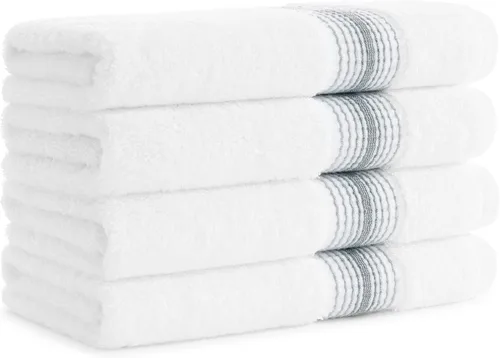 Aston & Arden Aegean - Paquete de 4 toallas de mano de gran tamaño, ultra suaves, gruesas y absorbentes, 100% algodón turco hilado en anillo, para