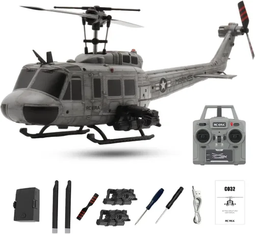 RC ERA C032 UH1Huey Helicóptero RC, un clic de vuelo invertido TOF de flujo óptico estabilizado, 6CH 2.4G helicóptero de control remoto para adultos