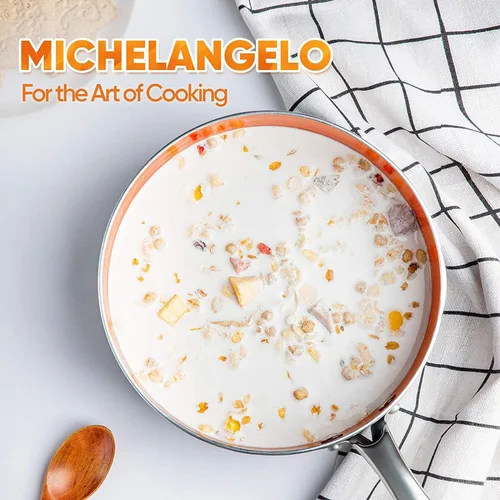 Miniatura 8 de MICHELANGELO Sartén con tapa, cacerola ultra antiadherente de 3 cuartos de galón con tapa, olla antiadherente de 3 cuartos de galón compatible