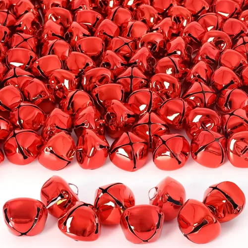 Cascabeles para manualidades, cascabeles grandes de 1 pulgada a granel, 50 campanas de Navidad para manualidades, festivales, hogar, corona, Rojo