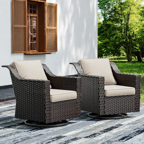 Miniatura 10 de Joyside Sofá de patio – Sofá de ratán de 3 plazas, sofá de respaldo alto para todo tipo de clima, tamaño grande mejorado con cojines de asiento de 4