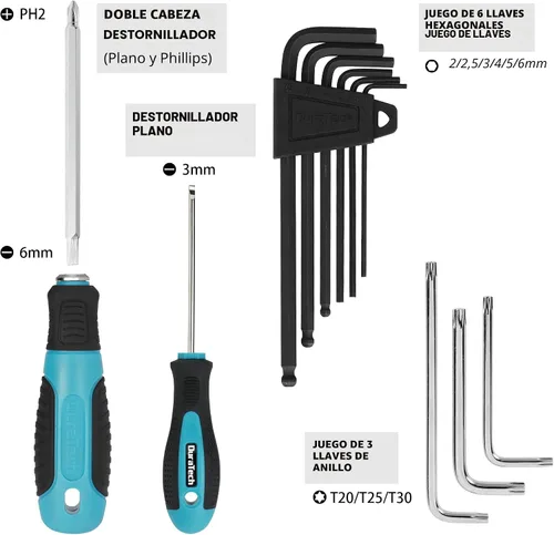 Miniatura 7 de DURATECH Kit de reparación de bicicletas de 40 piezas, kit completo de herramientas de bicicleta con estuche de almacenamiento, herramientas
