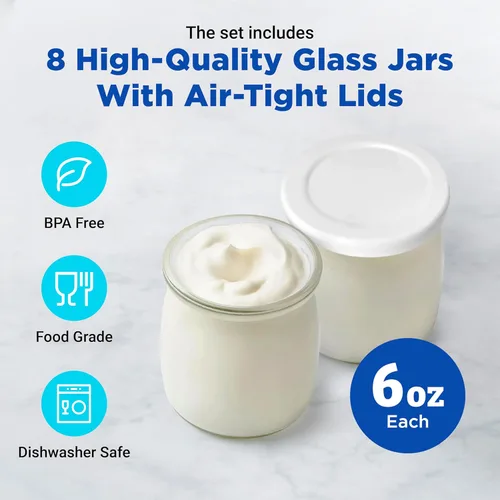 Miniatura 7 de Ultimate Yogurt probiótico con control ajustable de temperatura y tiempo, haz billones de probióticos vivos y obtén una mejor salud intestinal.