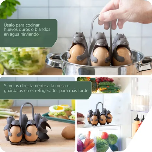 Miniatura 2 de Peleg Design - Soporte de huevos 3 en 1 para hervir, guardar y servir, escalfador en forma de oso para preparar huevos duros y blandos, contiene 6