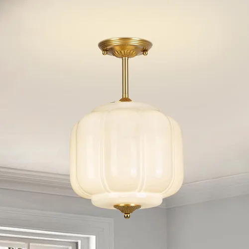 Miniatura 11 de Lámpara de techo de vidrio de leche blanca, iluminación de montaje al ras de 13.8 pulgadas para dormitorio, pasillo, cocina y comedor, diseño