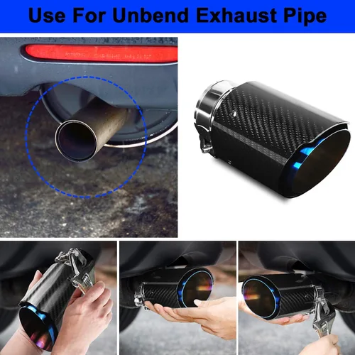 Miniatura 7 de Punta de Escape Silenciador Entrada 2.5" Salida 3.5" Acero Inoxidable y Fibra de Carbono Brillante Tubo de Cola de Carro 6.6" de Longitud Universal