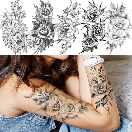 Miniatura 4 de VANTATY - Tatuajes temporales, diseño de flor 009