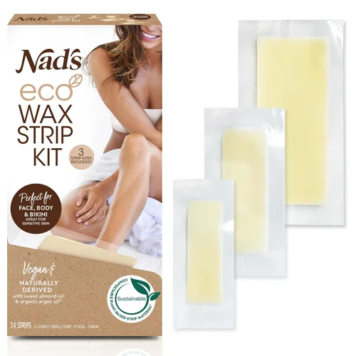 Nad's Kit de cera - Todo tipo de piel - Depilación de mujer con 8 tiras faciales, 12 corporales y 4 tiras de bikini