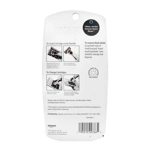 Miniatura 2 de Amazon Basics - Maquinilla de afeitar de 3 cuchillas MotionSphere para hombre con lubricación dual, mango y 2 cartuchos