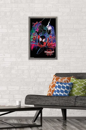Miniatura 2 de Trends International Marvel Spider-Man - Póster de pared con texto en inglés "Into The Spider-Verse", 14.725 x 22.375 pulgadas, versión enmarcada