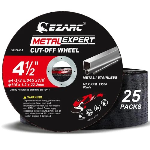 Miniatura 9 de EZARC Juego de ruedas de corte de 25 piezas, disco de corte delgado de 6" x 0.045" x 7/8" para amoladora, disco de corte de metal y acero inoxidable