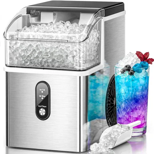 Miniatura 8 de Kismile Nugget - Máquina de hielo para encimera, 35 libras/24 horas, máquina de hielo portátil con hielo triturado, función de autolimpieza