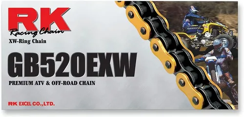 Miniatura 9 de RK Racing Chain 520EXW-66 (Serie 520) Cadena de acero de 66 eslabones de rendimiento extremo para todoterreno y ATV con anillo XW y eslabón