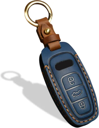 Miniatura 10 de OLLEN Funda para llavero de cuero genuino sin tornillos, compatible con Audi A3 A6 A6L A7 A8 Q7 Q8 E-Tron S3 S6 S7 SQ7 RS6 RS7, etc, protector