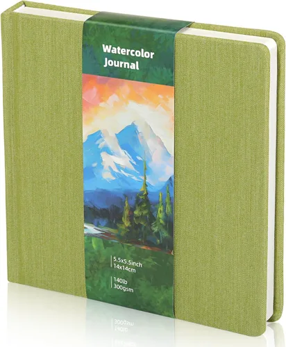 Miniatura 15 de Dispowreath Cuaderno de bocetos de acuarela de 5.5 x 5.5 pulgadas, cuaderno cuadrado de acuarela, prensa en frío, papel de algodón de 140 libras