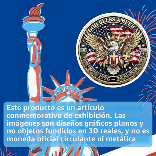 Miniatura 6 de America - Moneda conmemorativa del 250 aniversario, desafío de 250 aniversario de Estados Unidos, para patriotismo, moneda de aniversario