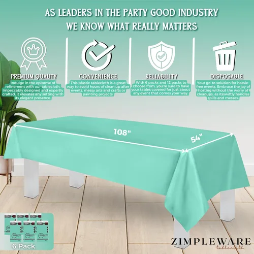 Miniatura 3 de Zimpleware - Mantel redondo de plástico para fiestas de 213 cm (84 pulgadas) de diámetro (paquete de 1, 6 y 12 unidades)