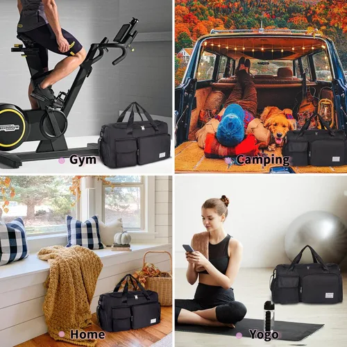 Miniatura 7 de FIORETTO - Bolsa de deporte para mujer con compartimento para zapatos, capacidad de 37 litros, ideal para viajes, gimnasio, deportes, fines de semana