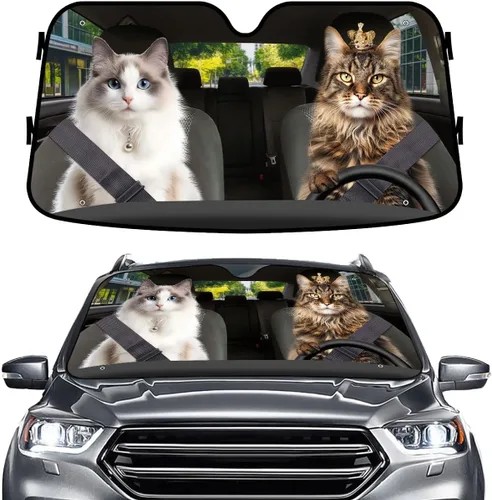 Miniatura 37 de GENANY - Cubierta de parabrisas de flamenco para automóvil, SUV, camión (55 x 30 pulgadas), protector térmico plegable, persianas para ventanas