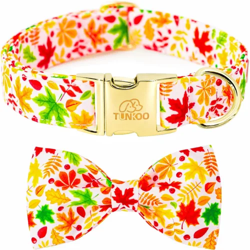 Miniatura 13 de Tunkoo Pink Daisy - Collar para perro con corbata de lazo de flores, collar ajustable de algodón de alta calidad, hebilla de metal duradera