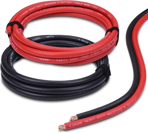 Miniatura 43 de Cable de batería calibre 1/0, 5 pies rojo + 5 pies negro, 1/0 AWG alambre de cobre puro para soldadura, para automotriz, batería, solar y generador
