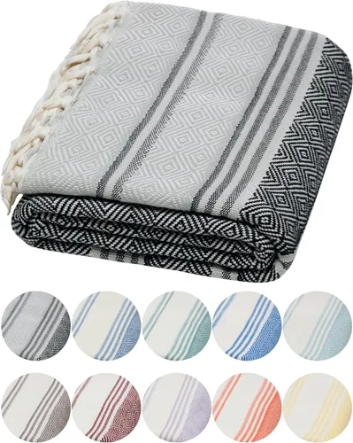 Miniatura 12 de DEMMEX Organic Diamond - Toalla turca de baño y playa 100% algodón turco certificado Oeko-TEX, ultra suave, de secado rápido, ligera, toalla