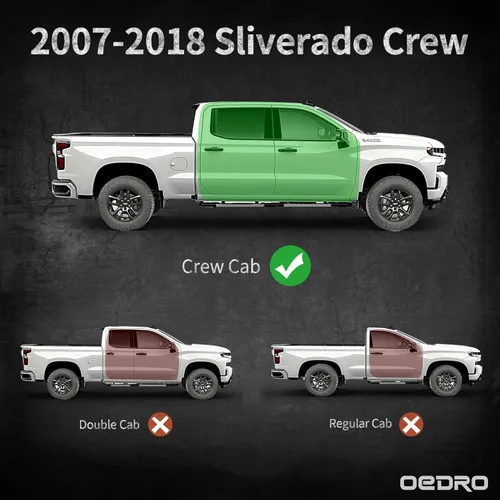 Miniatura 2 de OEDRO - Estribos de 6.5 pulgadas compatibles con 2007-2018 Chevy Silverado/GMC Sierra 1500, 2007-2019 Silverado/Sierra 2500HD 3500HD de 2 filas y 4
