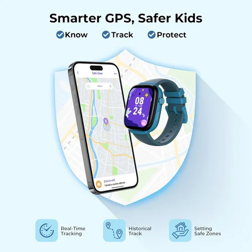 Miniatura 4 de EIOTCLUB Reloj inteligente MX3 para niños, videollamadas 4G LTE y rastreador GPS, modo escolar y zonas seguras, botón SOS y controles parentales