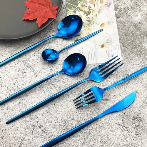 Miniatura 3 de JASHII Juego de cubiertos de acero inoxidable de 24 piezas con acabado brillante para 4 personas, cuchillo de cena, tenedor, cuchara, tenedor