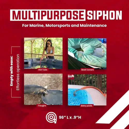 Miniatura 5 de Bomba de sifón autocebante para gas, combustible, aceite, agua FlowPro de 3/4” x 8’ Para barco de wake, pontones, moto acuática, moto de agua