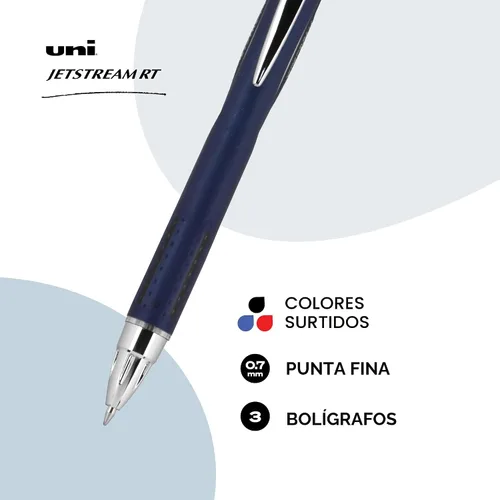 Miniatura 2 de Uniball 70879 Uni-Ball Jetstream Punta Fina 0.7 Mm Paquete de 3, Surtido
