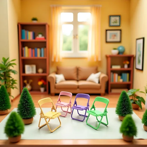 Miniatura 6 de Mini silla plegable de simulación, modelo de casa de muñecas, accesorios de silla plegable, casa de muñecas, accesorios de muebles de plástico
