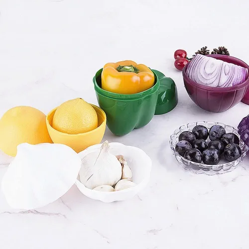 Miniatura 5 de XIYUAN 6 unidades de frutas y verduras en forma de alimentos reutilizables sellados para ahorrar pimienta, aguacate, cebolla, ajo, tomate y limón