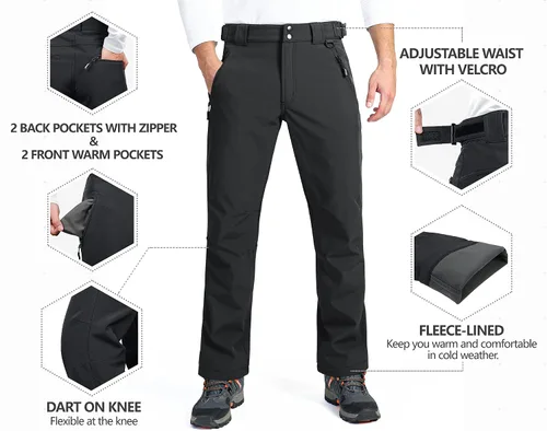 Miniatura 3 de 33,000ft Pantalones de esquí de invierno para hombre, con forro polar, cálidos, impermeables, aislados para snowboard, trabajo al aire libre