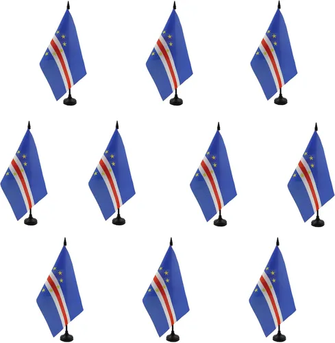 Miniatura 65 de AZ FLAG Sierra Leone Bandera de mesa 5'' x 8'' - Bandera de escritorio de Sierra Leona 21 x 14 cm - Bastón y base de plástico negro