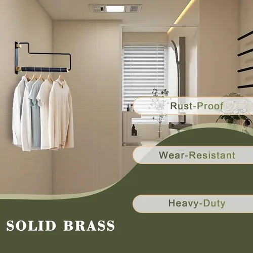 Miniatura 2 de NEWRAIN Estante de secado de ropa, estantes para secar ropa, colgador de ropa con brazo oscilante montado en la pared para lavandería, garaje, uso