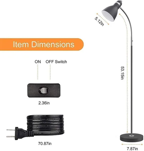 Miniatura 7 de LEPOWER Lámpara de Piso de Metal, Lámpara de Pie con Cuello de Ganso Ajustable, Base de Metal Pesado, Lámpara de Lectura para Oficina, Lámparas