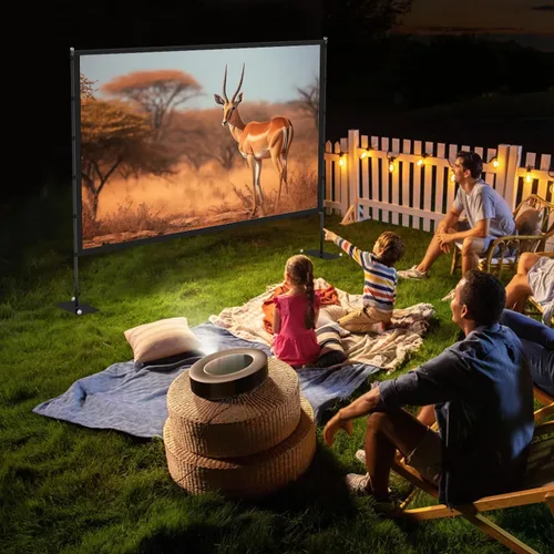 Miniatura 2 de STWUI Pantalla de proyector con soporte, pantalla de proyector para exteriores de 100 pulgadas, pantallas de proyector portátiles 16:9 4K HD